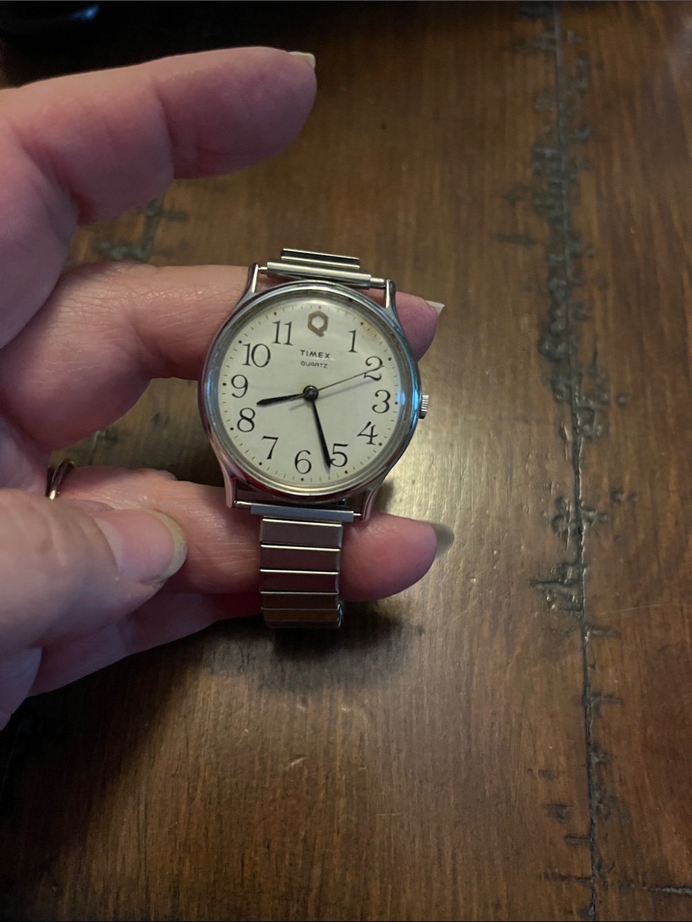 Timex Silver Watch with White Dial non working 1864